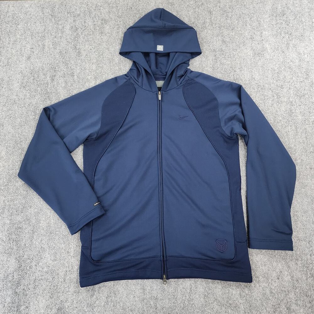 Vintage Nike Jacket Mens Small Blue Full Zip Hooptech Basketball Hoodie Sweat